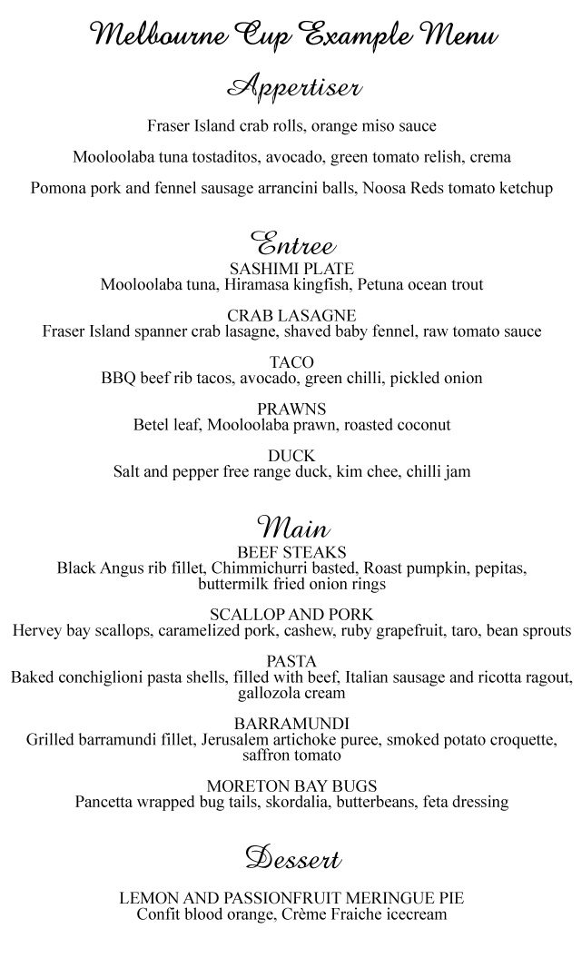 Noosa-Melbourne-Cup-2015-Example-Menu - Sails Restaurant Noosa Beach