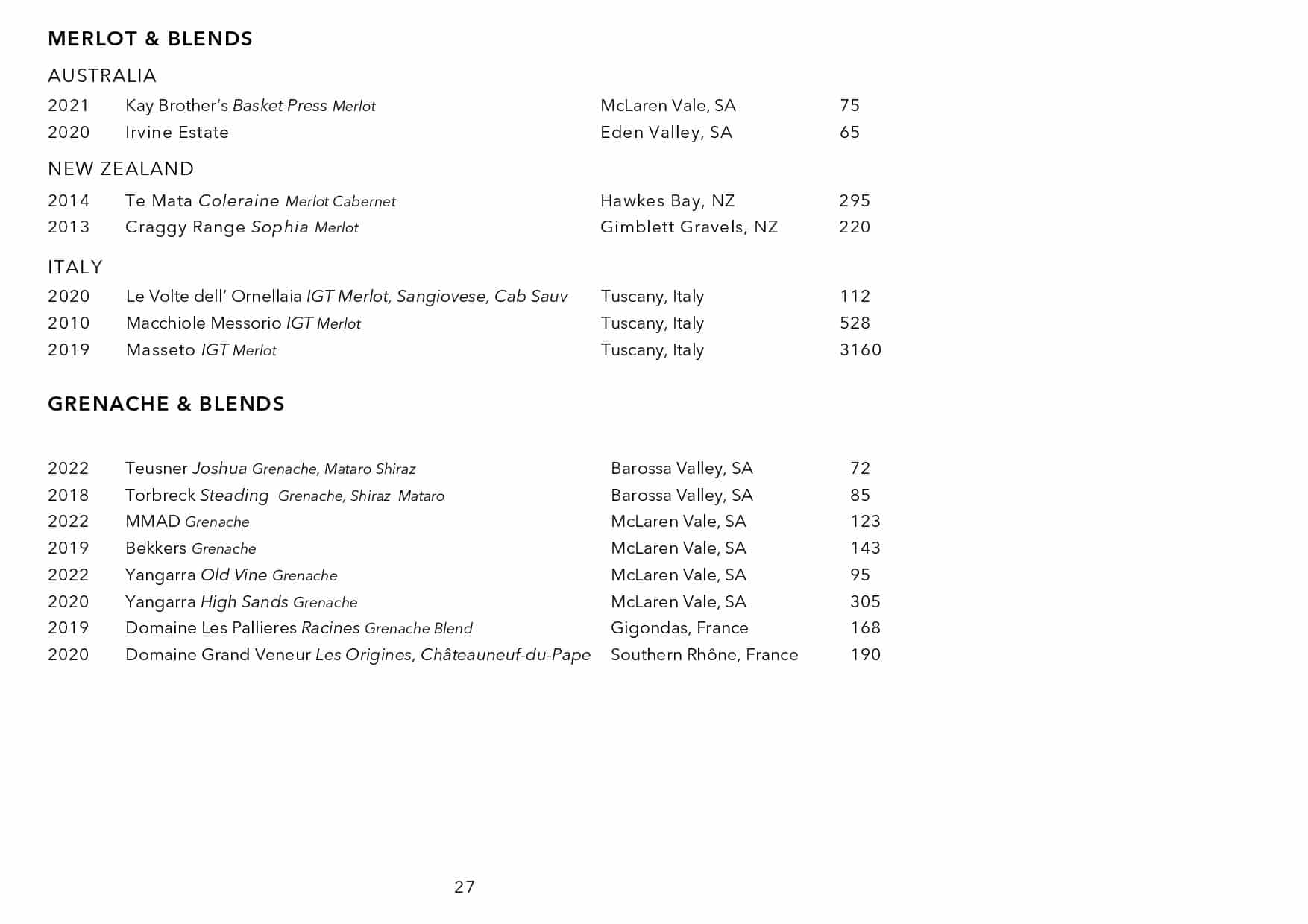 Sails Wine List Page 028