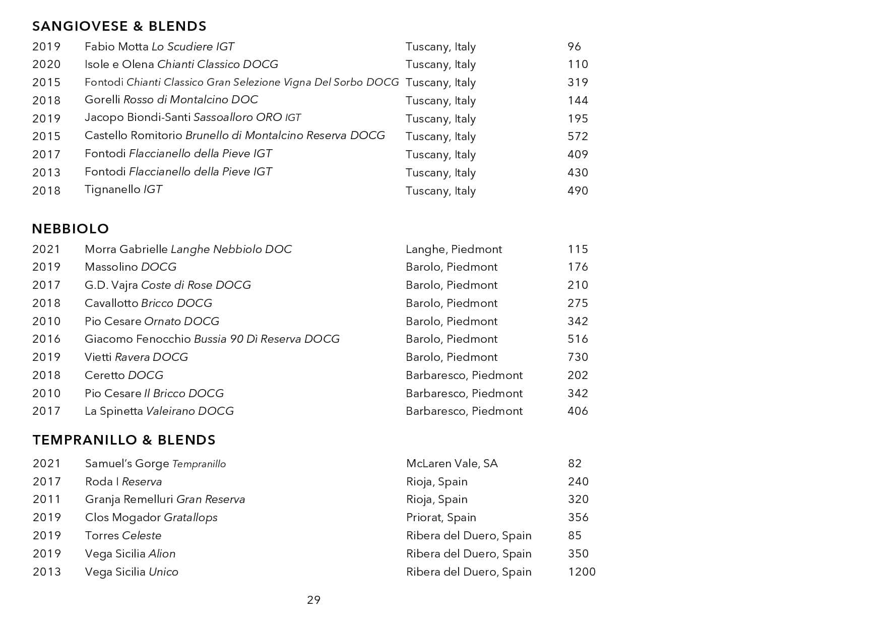 Sails Wine List Page 030