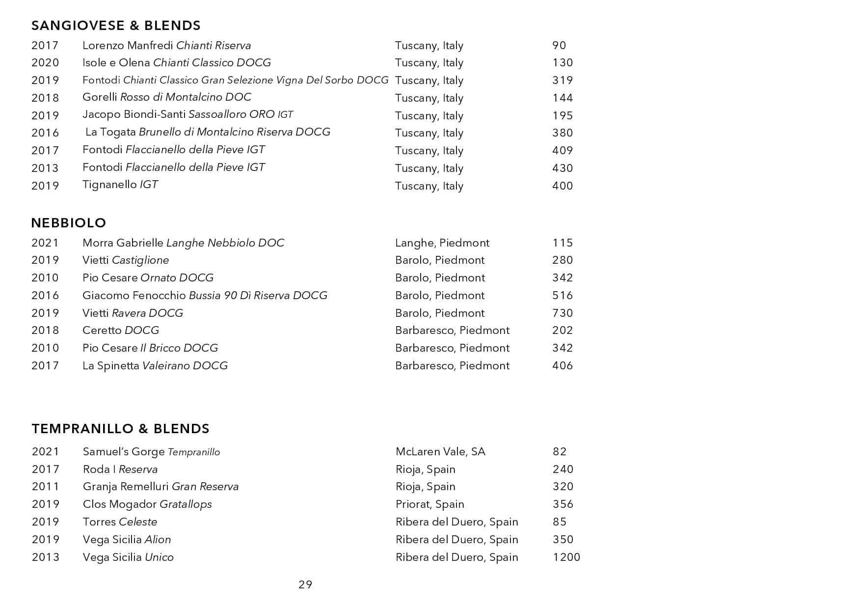 Sails Wine List Page 030