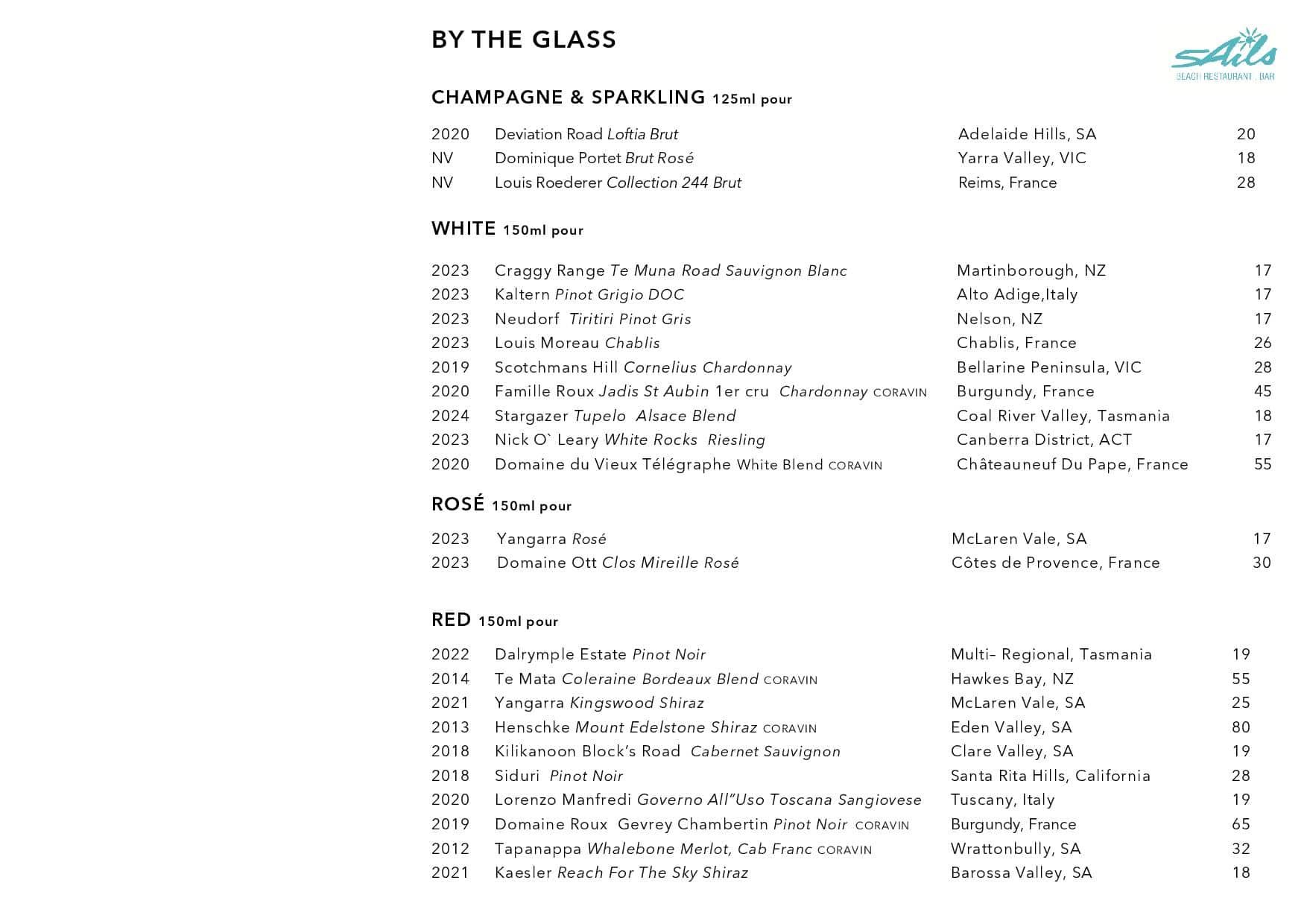 Sails Wine List Page 001