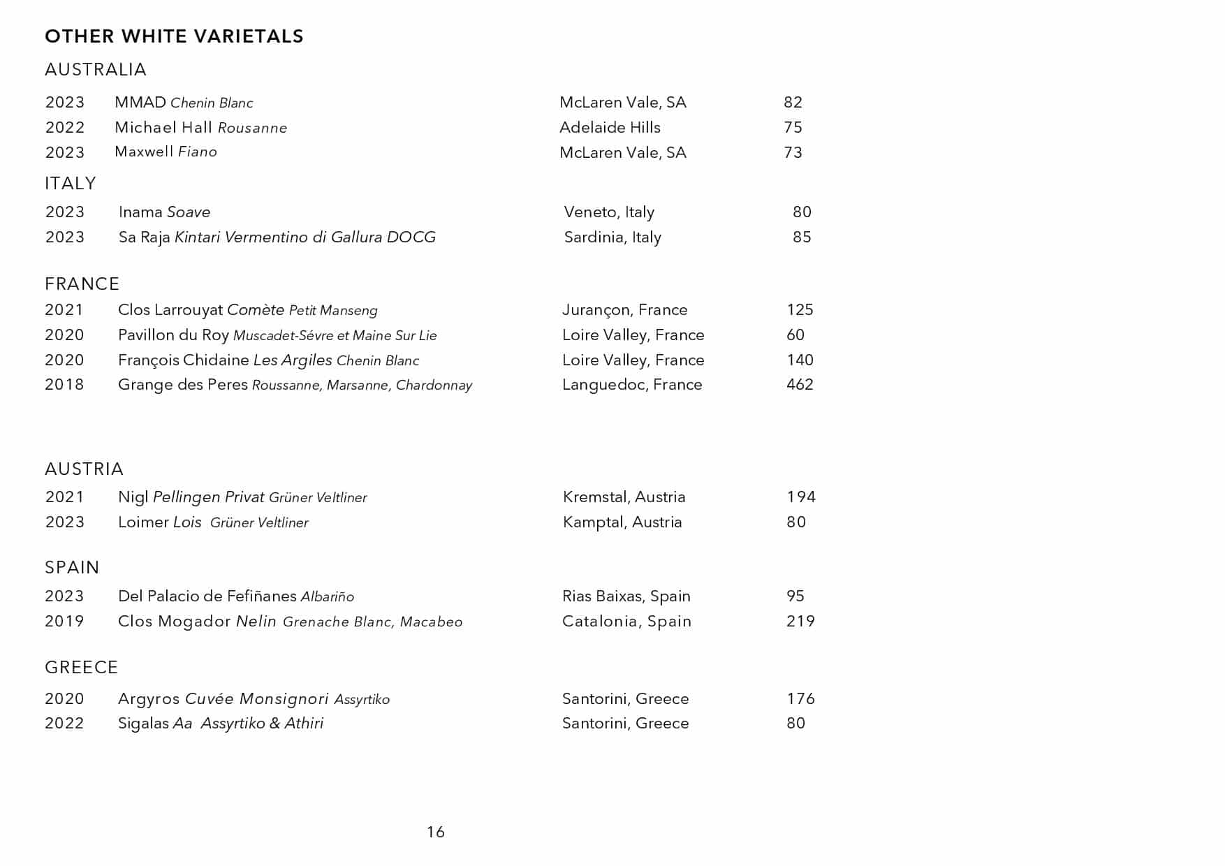 Sails Wine List Page 016