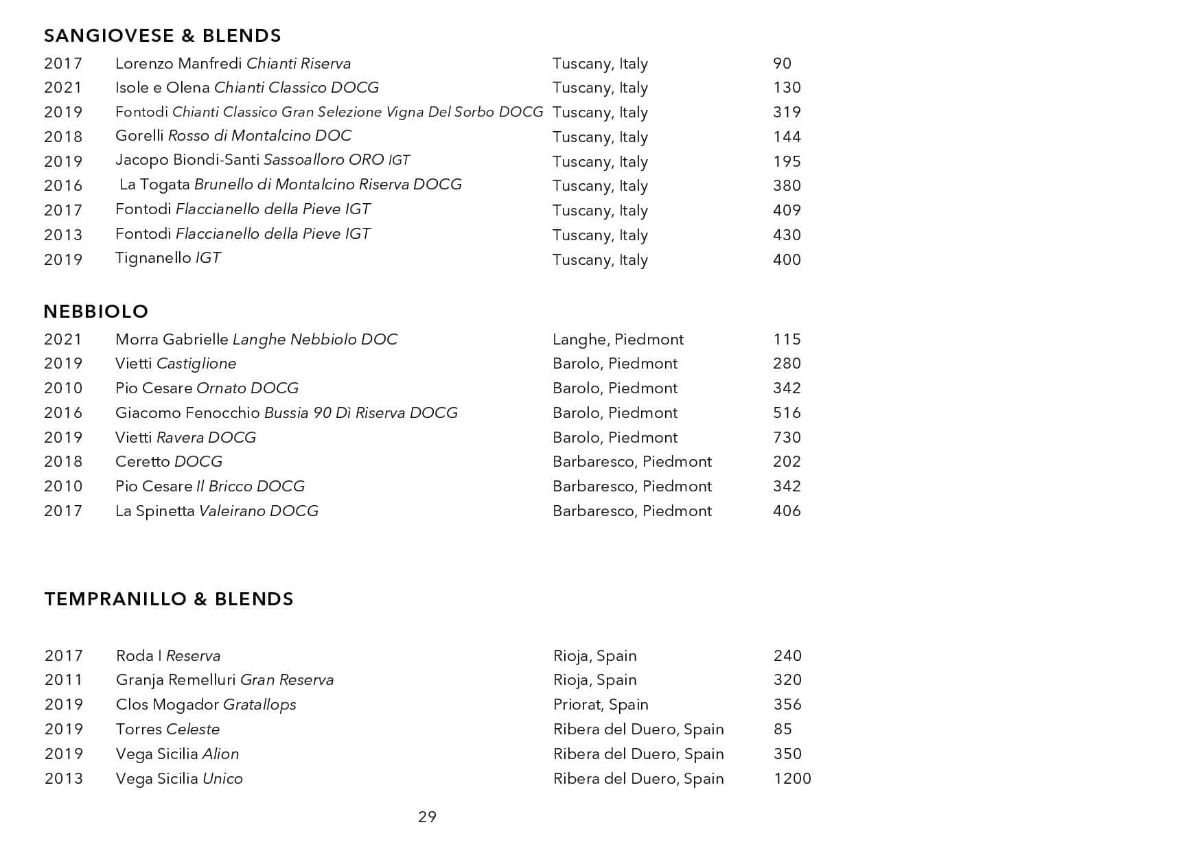 Sails Wine List Page 030