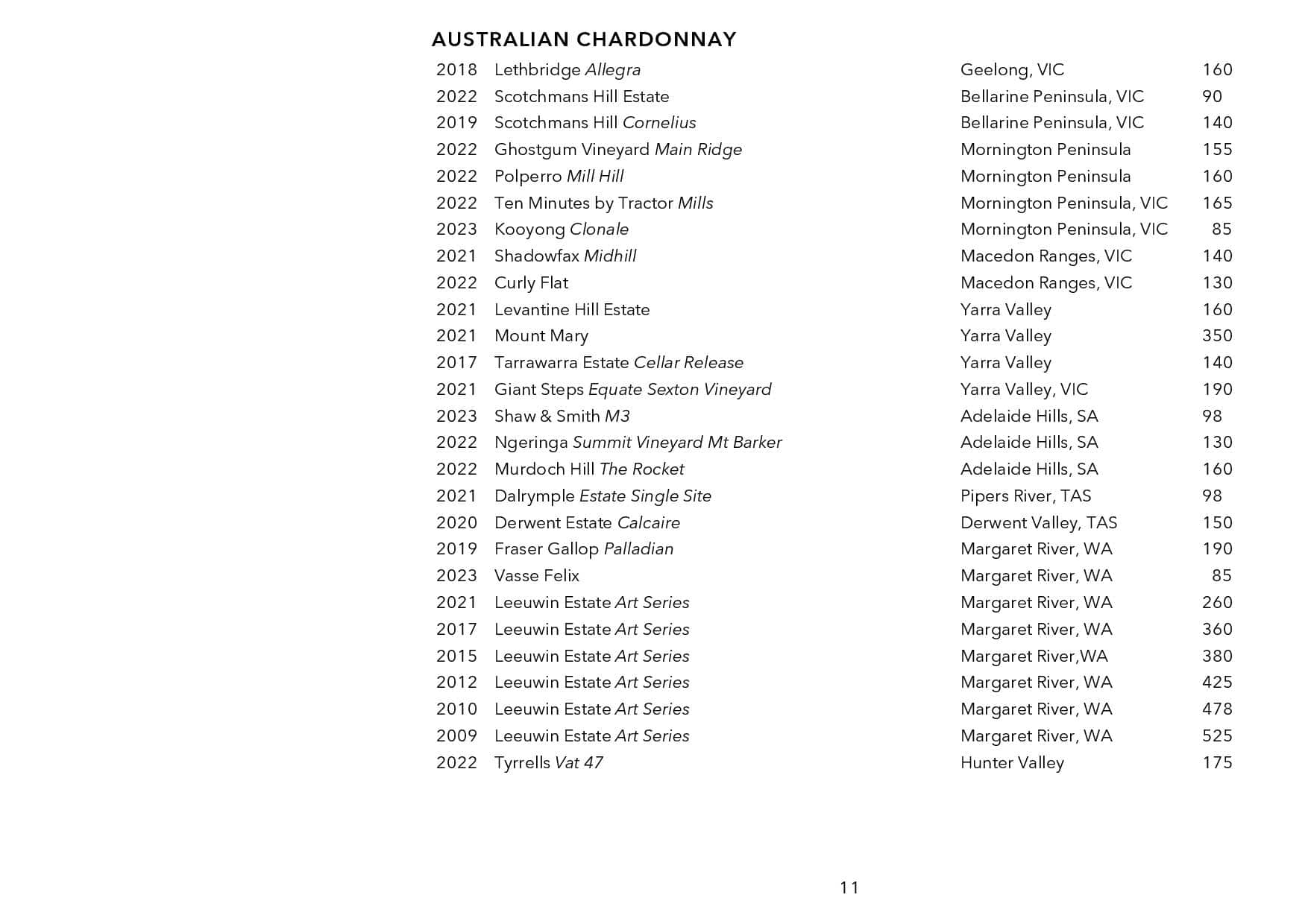 Sails Wine List Page 011