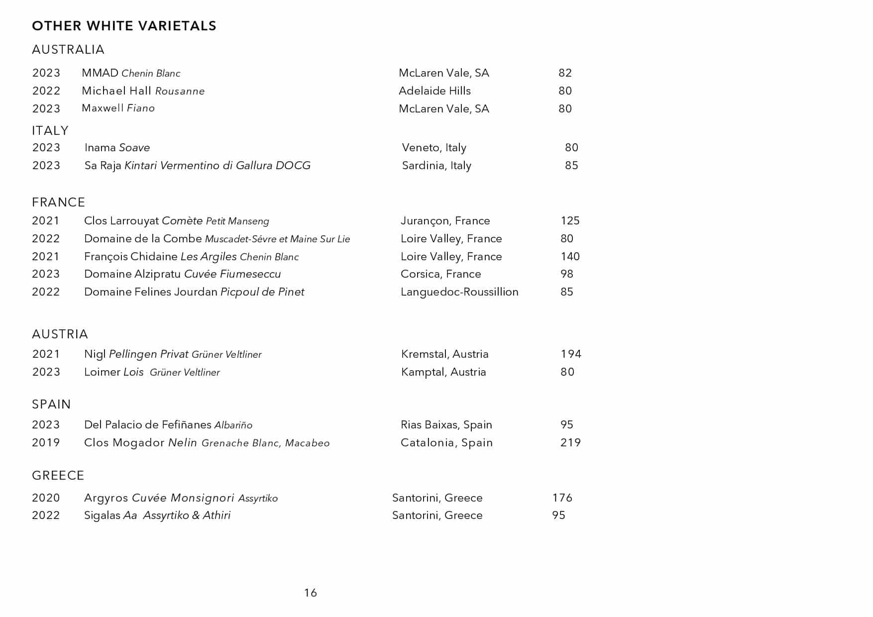 Sails Wine List Page 016